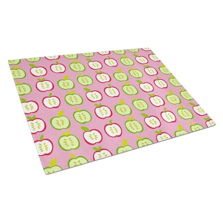 Carolines Treasures BB5141LCB Apples on Pink Glass Cutting Board, Large BB5141LCB